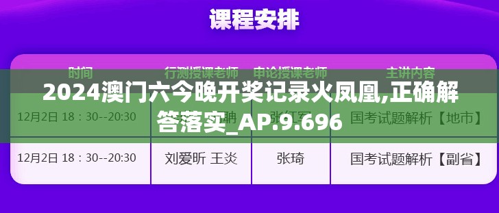 2024澳门六今晚开奖记录火凤凰,正确解答落实_AP.9.696