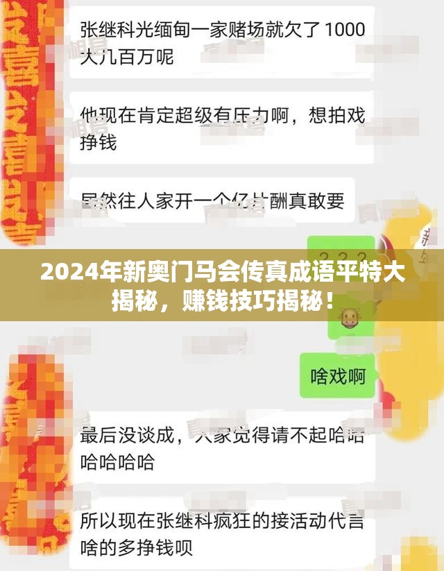 2024年新奥门马会传真成语平特大揭秘，赚钱技巧揭秘！